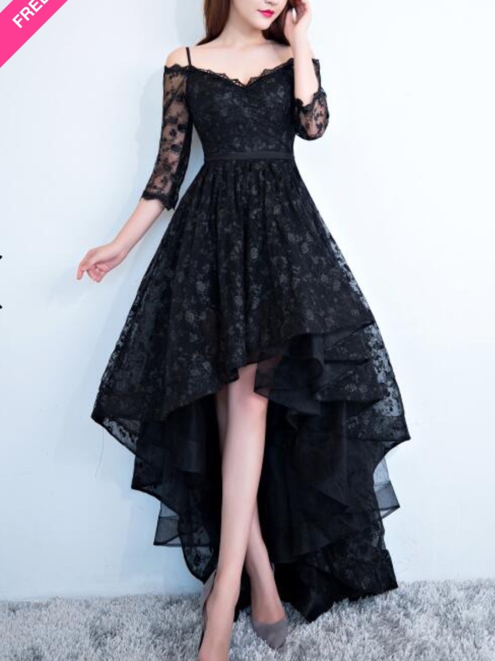 Black Lace Evening Gown